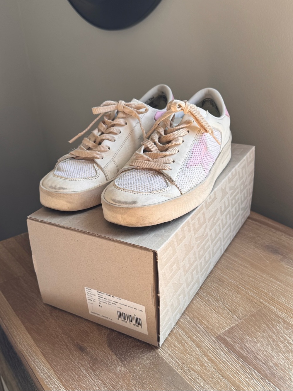 Golden Goose White Sneakers with Orchid Pink Accent